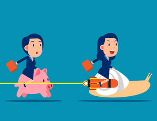 The competition between the piggy bank and the snail of a colleague