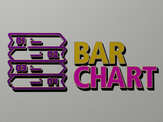 3D illustration of bar chart graphics and text made by metallic dice letters for the related meanings of the concept and presentations for background and alcohol