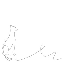 Cat animal on white background line drawing. Vector illustration