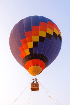 Colorful Hot Air Balloon Ready For Take Off In Sky, Freedom Concept.