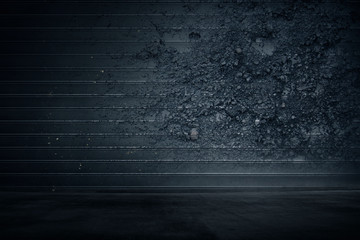 Grunge wall with concrete floor