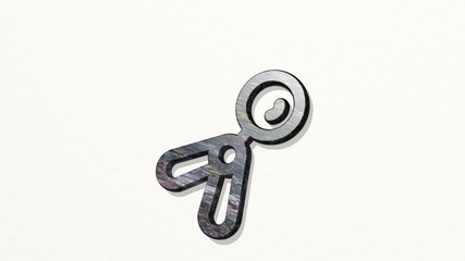 KITCHENWARE SCOOPER 3D icon on the wall, 3D illustration for background and cooking