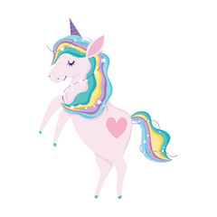 unicorn magic fantasy stars cartoon isolated icon design white background