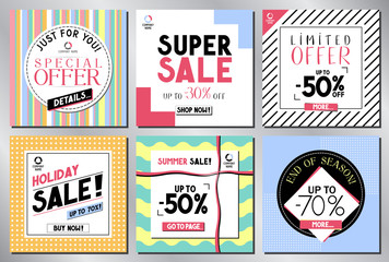 Social media advertisement - sale template - vector illustration