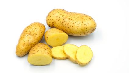 fresh potato on white background, organic food
