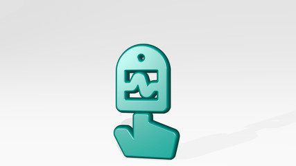 monitor heart beat touch 3D icon casting shadow, 3D illustration for computer and background