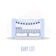 Cot icon. Simple element from baby things icons collection. Creative baby cradle for ui, ux, apps, software and infographics. Vector illustration in flat style.