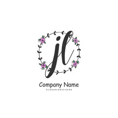 J L JL Initial handwriting and signature logo design with circle. Beautiful design handwritten logo for fashion, team, wedding, luxury logo.