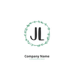 J L JL Initial handwriting and signature logo design with circle. Beautiful design handwritten logo for fashion, team, wedding, luxury logo.
