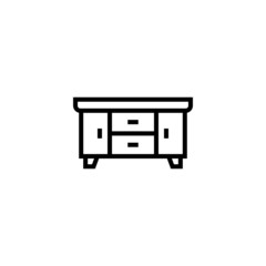 Table Dresser  in black line style icon, style isolated on white background