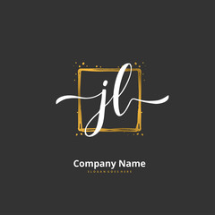 J L JL Initial handwriting and signature logo design with circle. Beautiful design handwritten logo for fashion, team, wedding, luxury logo.