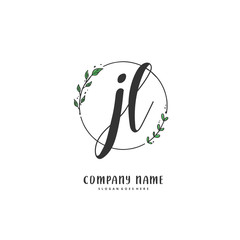 J L JL Initial handwriting and signature logo design with circle. Beautiful design handwritten logo for fashion, team, wedding, luxury logo.