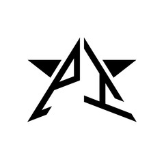 Initial Star Monogram Logo PI