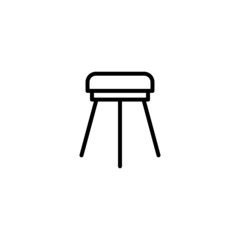 Wood Chair stool icon  in black line style icon, style isolated on white background