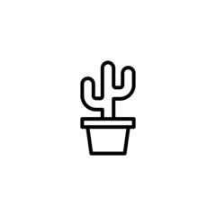 Cactus icon  in black line style icon, style isolated on white background