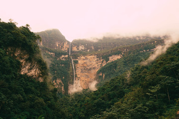 Fototapeta na wymiar Gocta Peru waterfall, third highest in the world