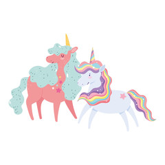 unicorns animals magic cartoon isolated icon design