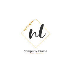 N L NL Initial handwriting and signature logo design with circle. Beautiful design handwritten logo for fashion, team, wedding, luxury logo.