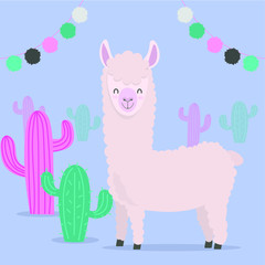 vector illustration alpaca llama