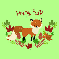 happy fall out autumn fox