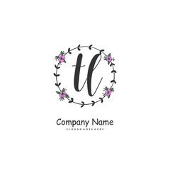 T L TL Initial handwriting and signature logo design with circle. Beautiful design handwritten logo for fashion, team, wedding, luxury logo.