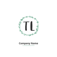 T L TL Initial handwriting and signature logo design with circle. Beautiful design handwritten logo for fashion, team, wedding, luxury logo.