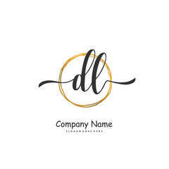 D L DL Initial handwriting and signature logo design with circle. Beautiful design handwritten logo for fashion, team, wedding, luxury logo.
