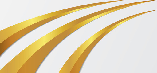Luxury gold metallic line curve overlap layer design white background