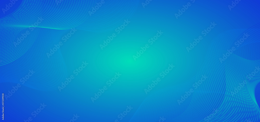Wall mural line wave flow pattern design blue color style abstract background