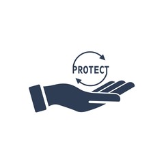 Obraz premium Hand and all-round protection sign. Vector icon isolated on white background. 