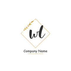 W L WL Initial handwriting and signature logo design with circle. Beautiful design handwritten logo for fashion, team, wedding, luxury logo.