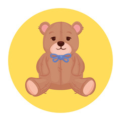 toy teddy bear, in round frame vector illustration design