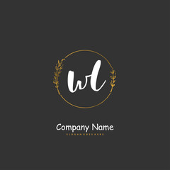 W L WL Initial handwriting and signature logo design with circle. Beautiful design handwritten logo for fashion, team, wedding, luxury logo.