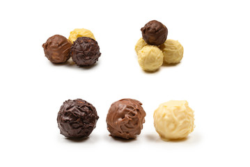 Chocolate truffle isolated on white background.