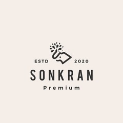 elephant water sonkran hipster vintage logo vector icon illustration