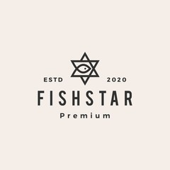 Fototapeta premium fish star hipster vintage logo vector icon illustration