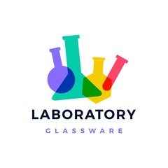 laboratory glassware logo vector icon illustration