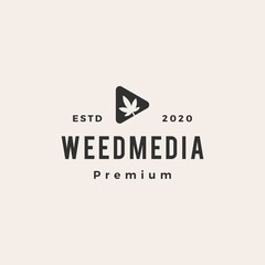 cannabis weed media hipster vintage logo vector icon illustration