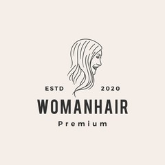 woman hair hipster vintage logo vector icon illustration