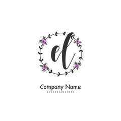 E L EL Initial handwriting and signature logo design with circle. Beautiful design handwritten logo for fashion, team, wedding, luxury logo.