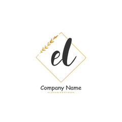 E L EL Initial handwriting and signature logo design with circle. Beautiful design handwritten logo for fashion, team, wedding, luxury logo.
