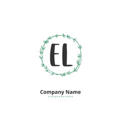 E L EL Initial handwriting and signature logo design with circle. Beautiful design handwritten logo for fashion, team, wedding, luxury logo.
