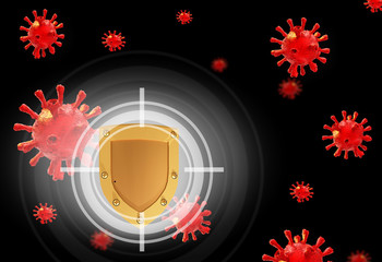 Obraz premium covid-19 coronavirus background target vaccine solution - 3d rendering