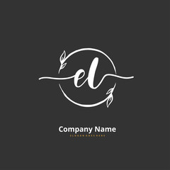 E L EL Initial handwriting and signature logo design with circle. Beautiful design handwritten logo for fashion, team, wedding, luxury logo.