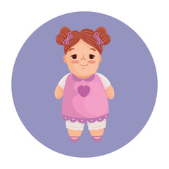 cute doll toy, on round frame vector illustration design