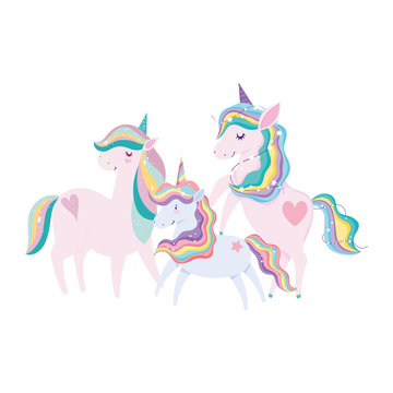 unicorns stars and rainbow dream magic decoration cartoon
