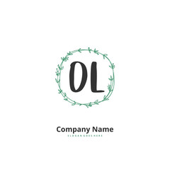 O L OL Initial handwriting and signature logo design with circle. Beautiful design handwritten logo for fashion, team, wedding, luxury logo.