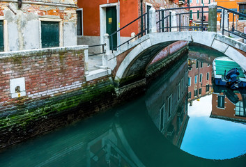 Colorful Small Side Canal Venice Italy