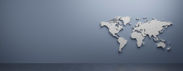 立体的な世界地図の3Dレンダリンググラフィックス © picture cells