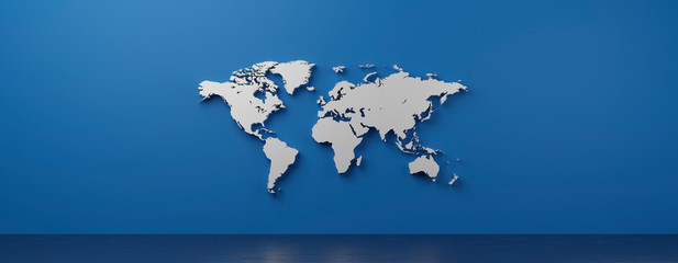 立体的な世界地図の3Dレンダリンググラフィックス